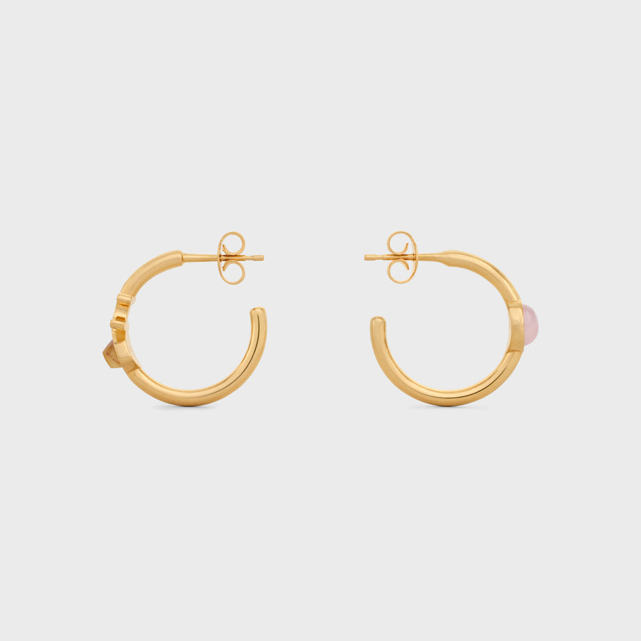 Celine Triomphe Indie Hoops Earrings - 18K Yellow Gold