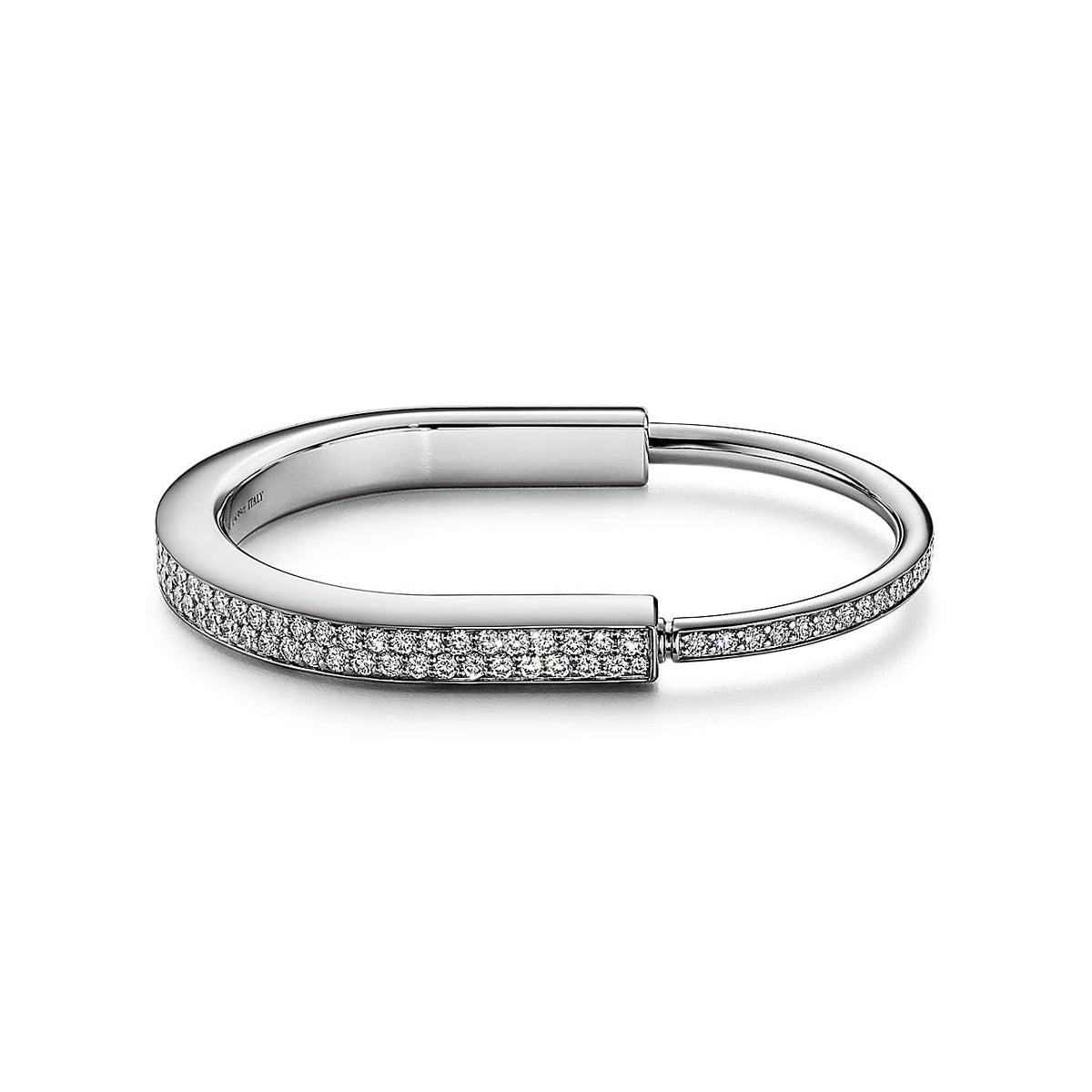 Tiffany Lock Bangle Full Pave Diamond Bracelet - 18K Gold