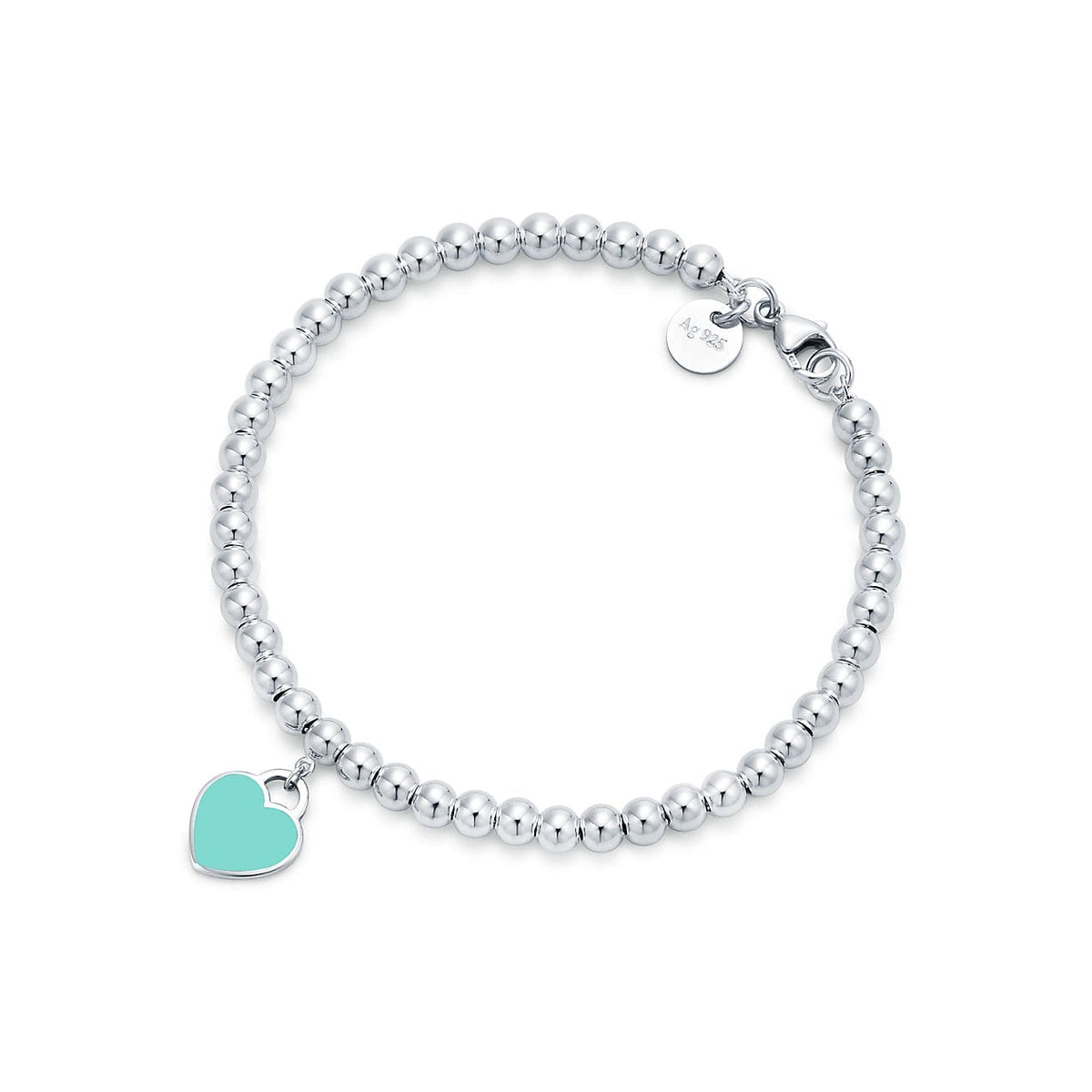 Return to Tiffany Blue Heart Tag Bead Bracelet - 18K White Gold