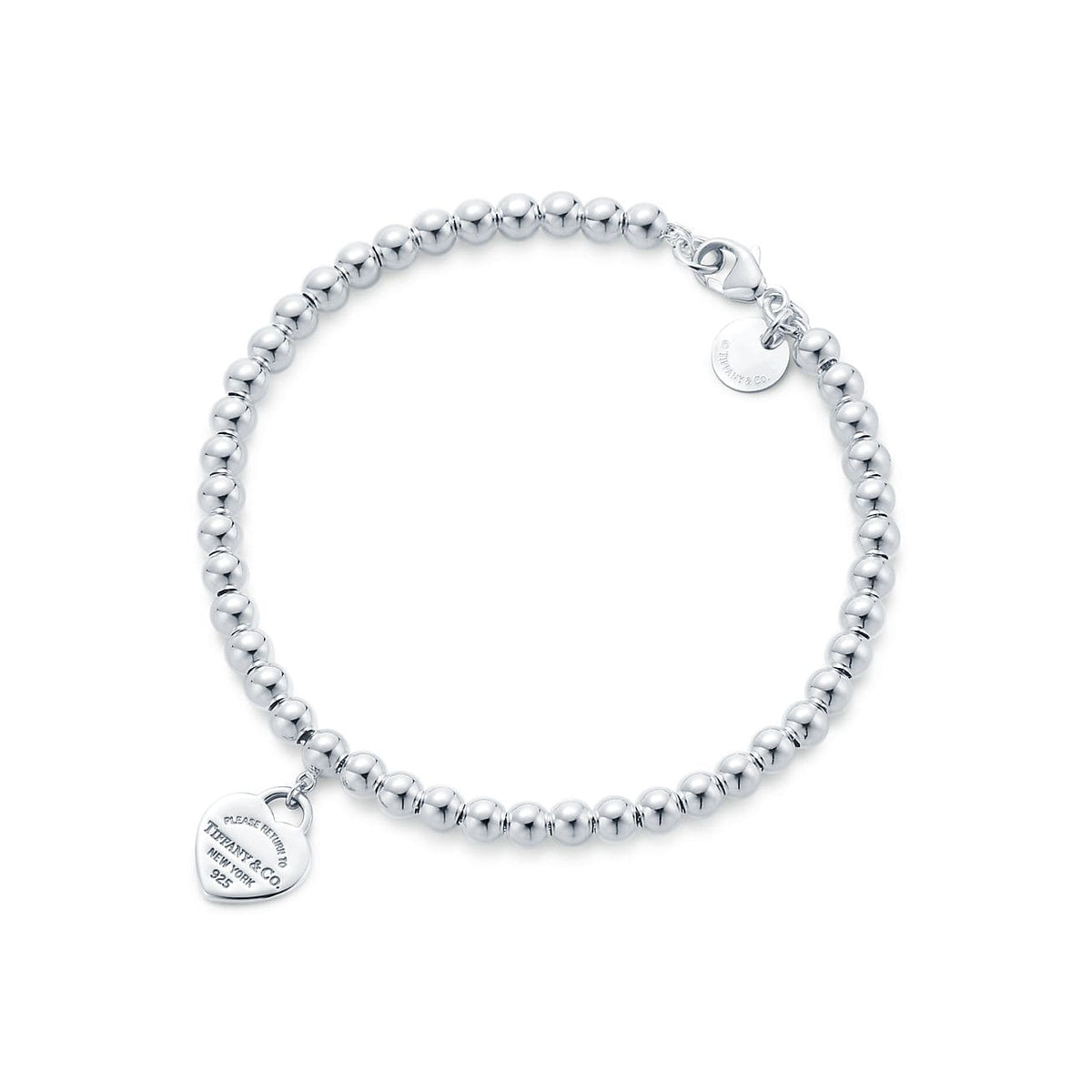 Return to Tiffany Blue Heart Tag Bead Bracelet - 18K White Gold