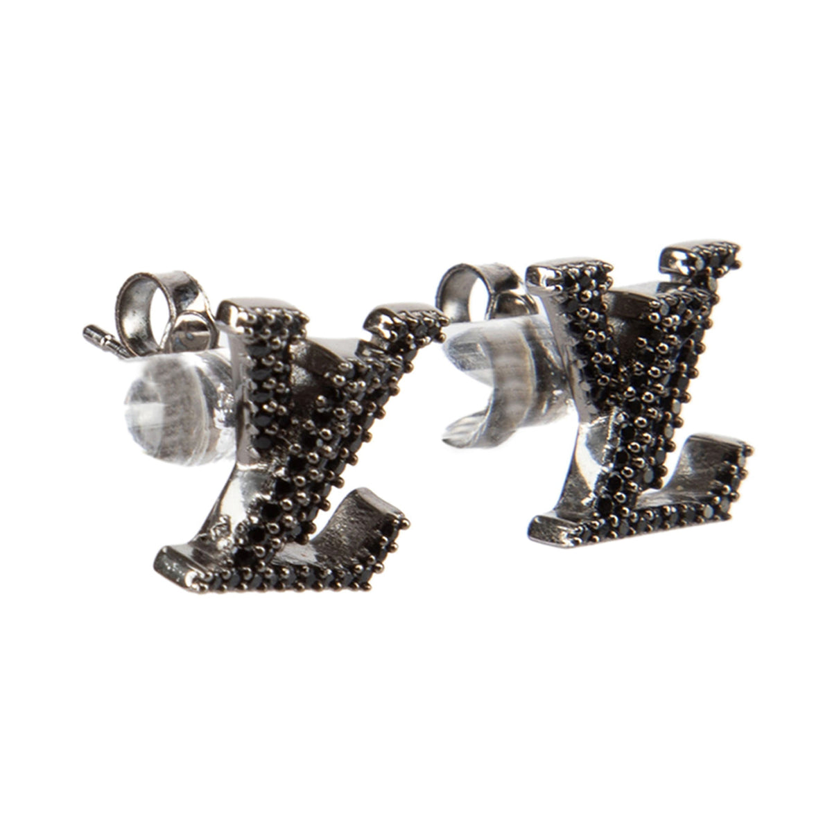 Louis Vuitton Iconic Black Crystal Stud Earrings - 18K White Gold
