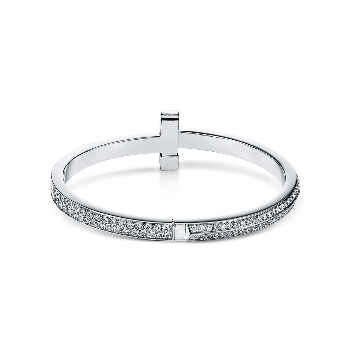 T1 Wide Moissanite Hinged Bangle Bracelet - 18K Gold