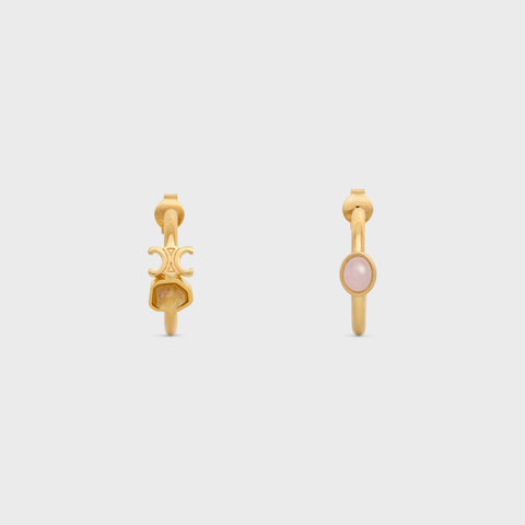Celine Triomphe Indie Hoops Earrings - 18K Yellow Gold