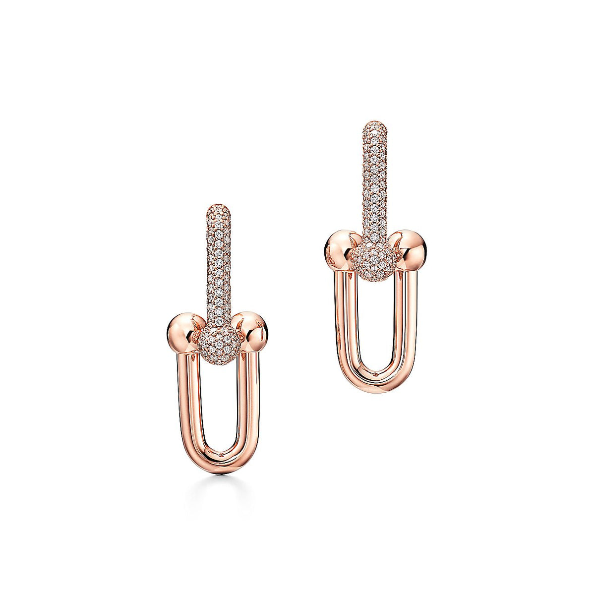 Tiffany HardWear Large Link Moissanite Earrings - 18K Rose Gold