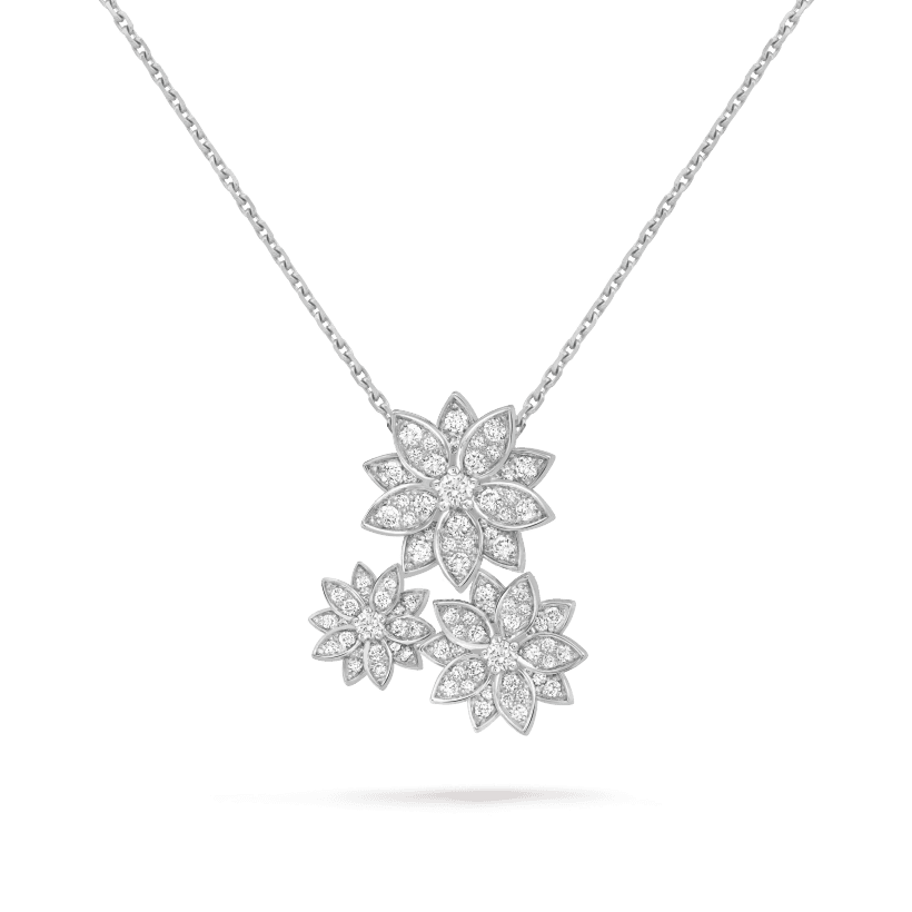 Three Flowers Lotus Necklace - 18K Gold
