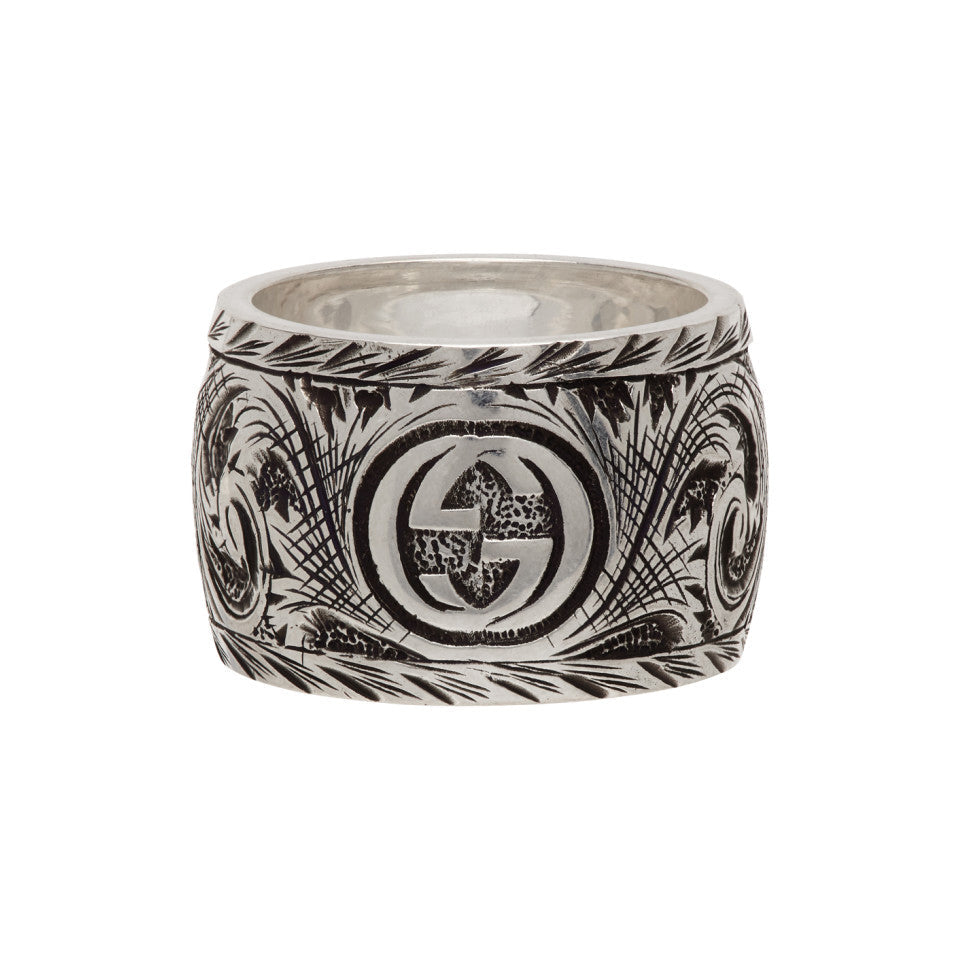 Gucci Double G Feline Garden Green Ring