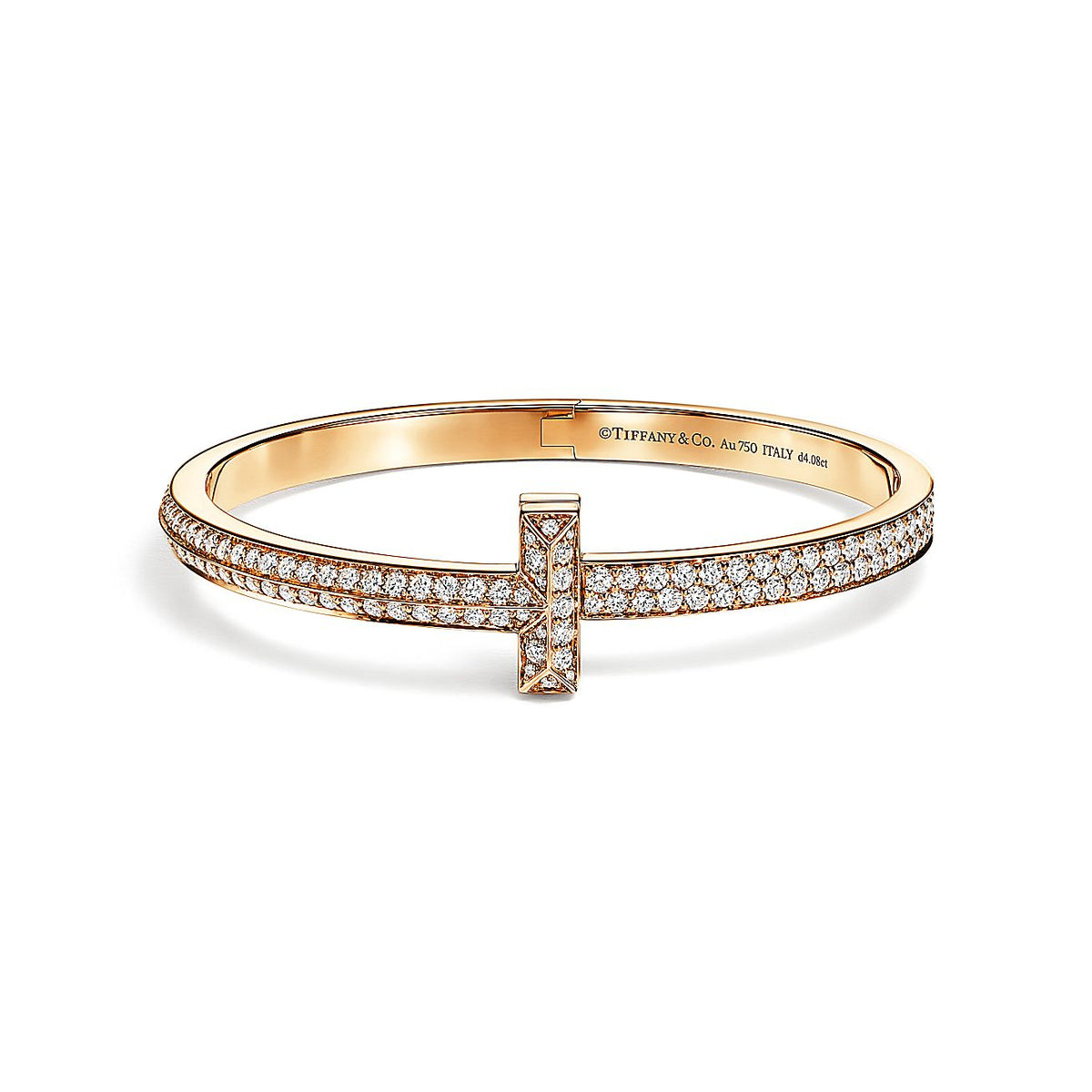 T1 Wide Moissanite Hinged Bangle Bracelet - 18K Gold