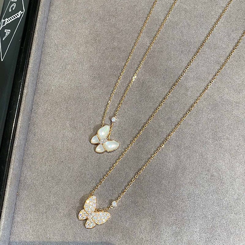Two Butterfly Necklace - 18K Gold