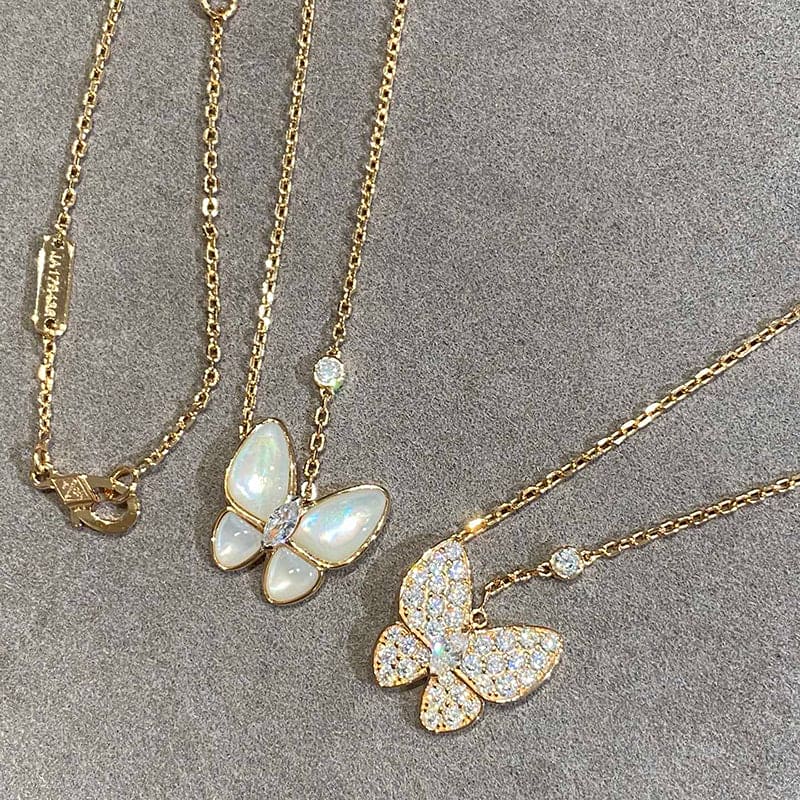 Two Butterfly Necklace - 18K Gold