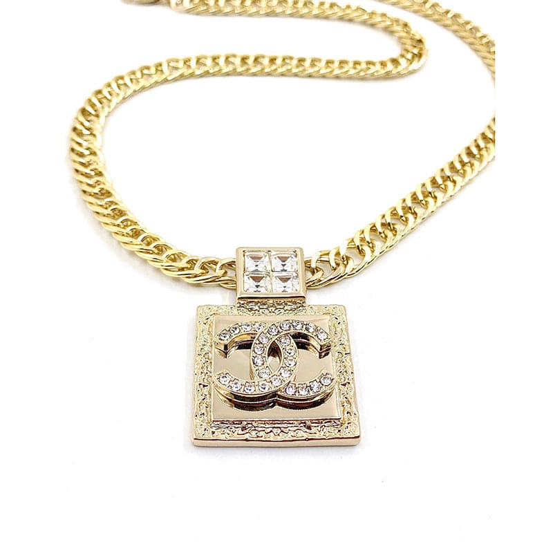 Chanel Metal & Diamond Pendant Necklace
