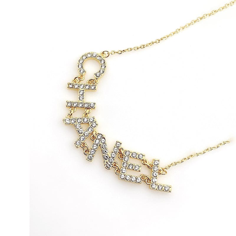 Chanel Crystal 90's Icon Logo Necklace
