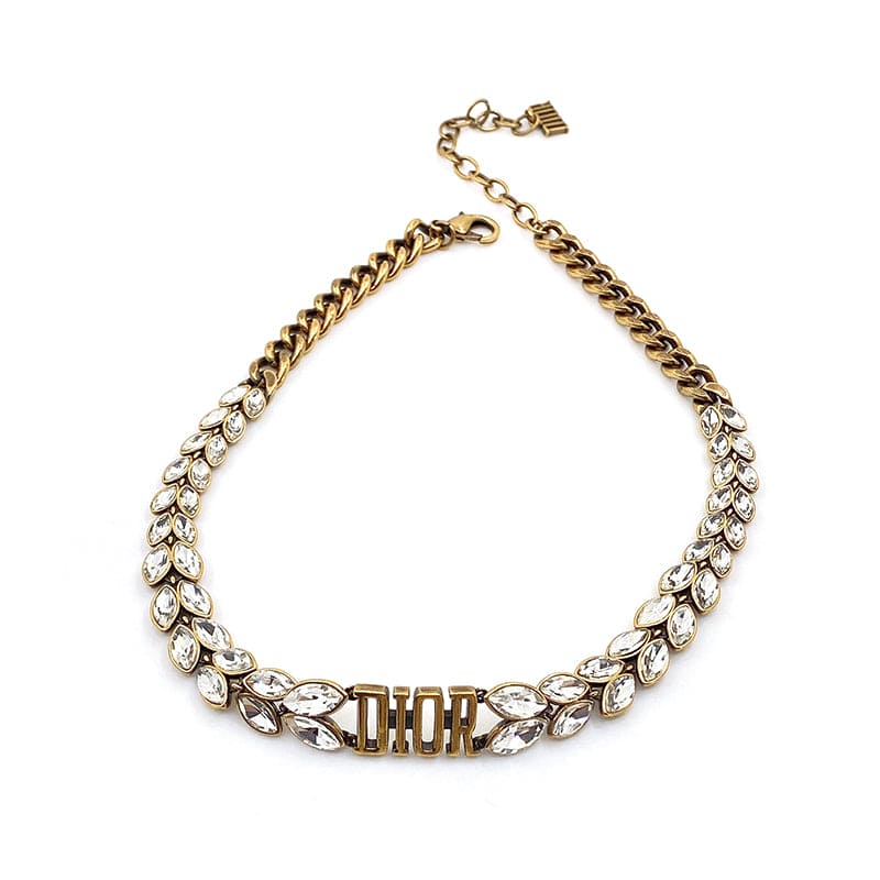 Dior Revolution Crystals Gold Tone Choker Necklace