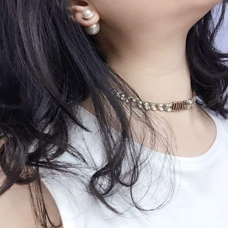 Dior Revolution Crystals Gold Tone Choker Necklace