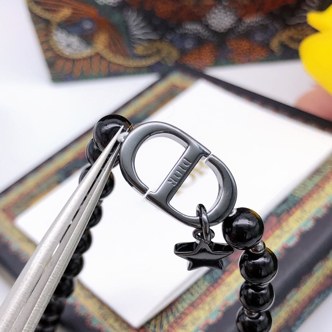 Dior Black Crystal Beads Necklace