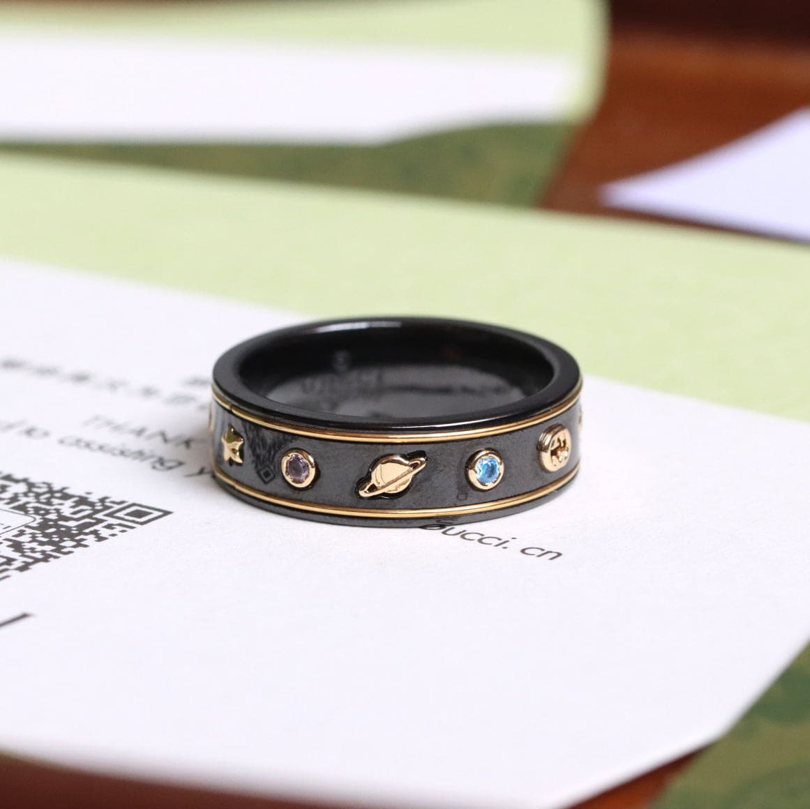 Gucci Double G Icon With Gemstones Corundum Ring - 18K Yellow Gold
