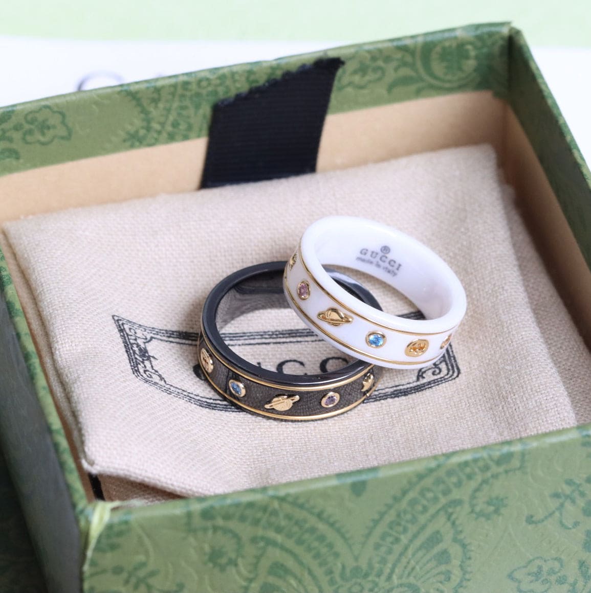 Gucci Double G Icon With Gemstones White Zirconia Ring - 18K Yellow Gold