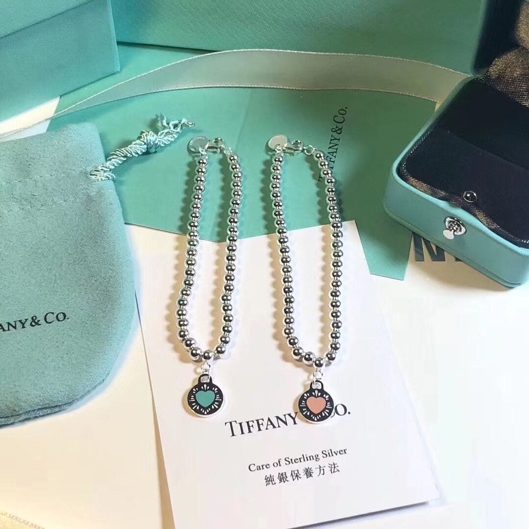Return to Tiffany Love Blue Heart Tag Bead Bracelet - 18K White Gold