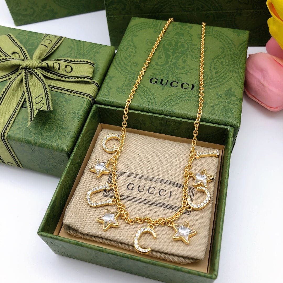 Gucci Double G Script Necklace