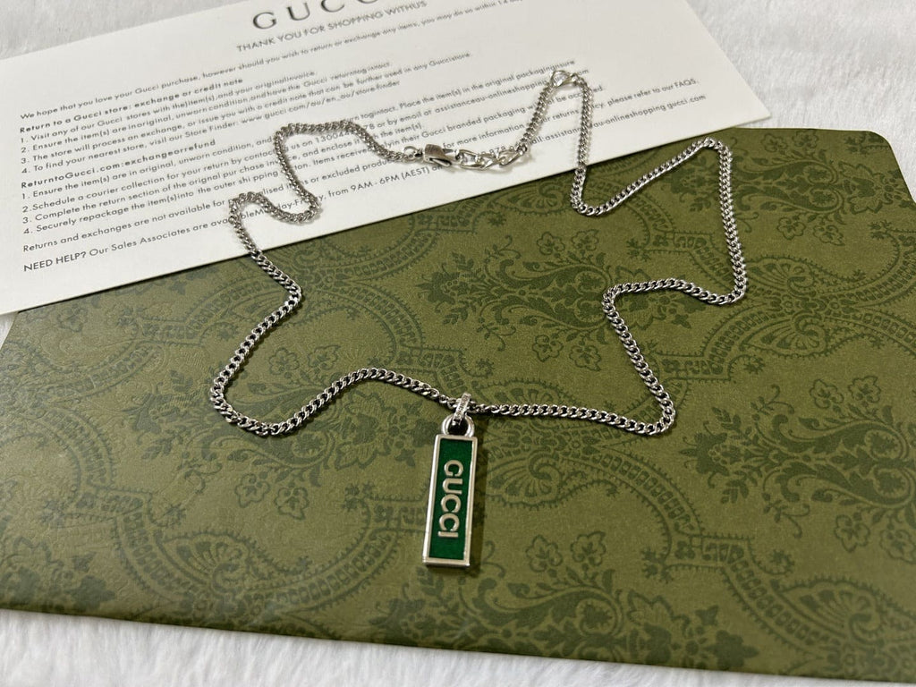 Gucci Double G Enamel Pendant Necklace