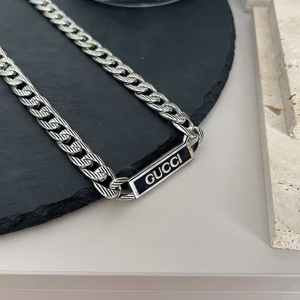 Gucci Double G Logo Enamel Chain Necklace
