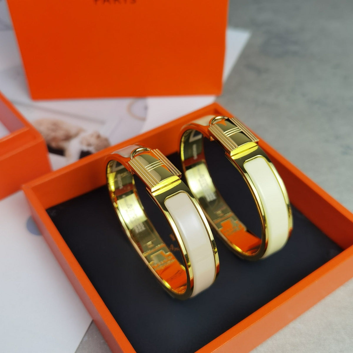 Hermes Clic Cadenas White Bracelet