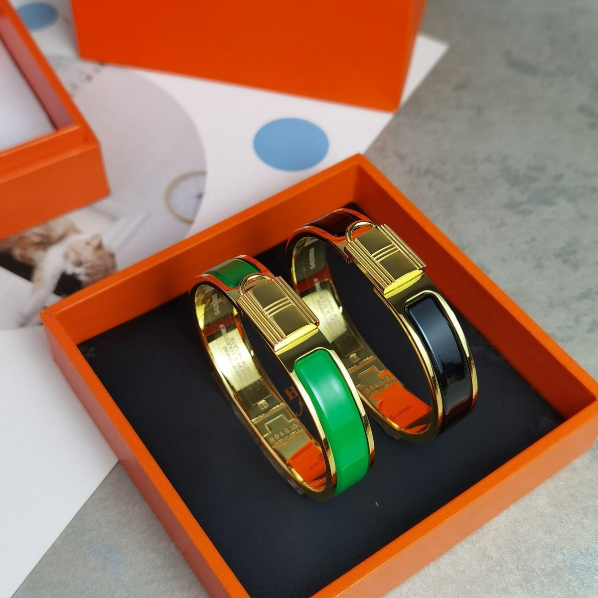 Hermes Clic Cadenas Black Bracelet