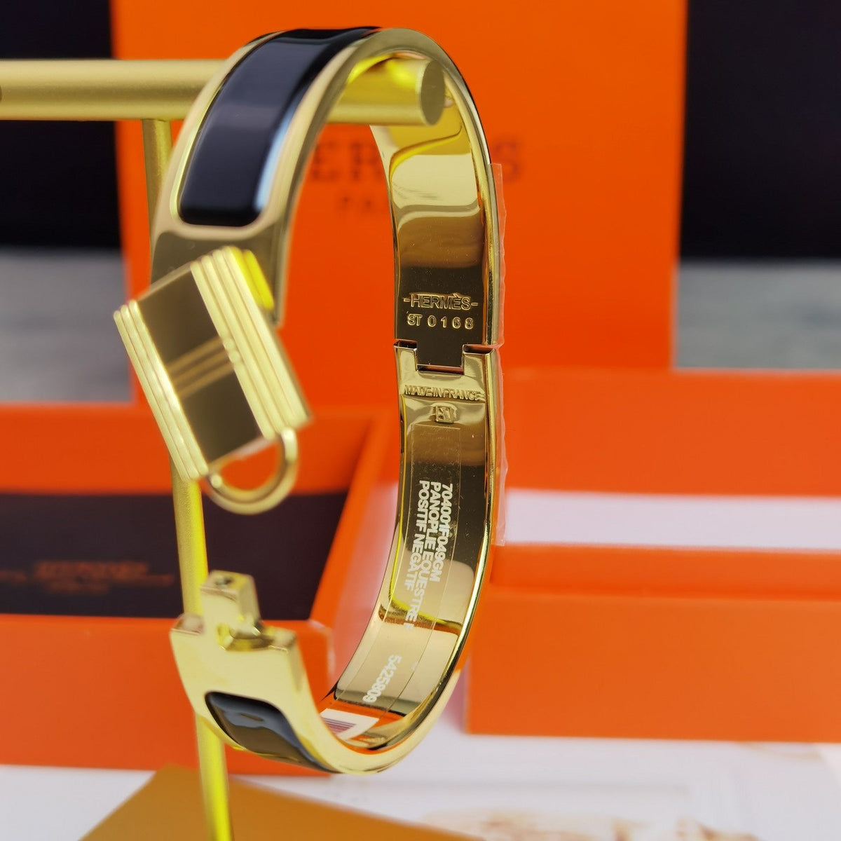 Hermes Clic Cadenas Black Bracelet
