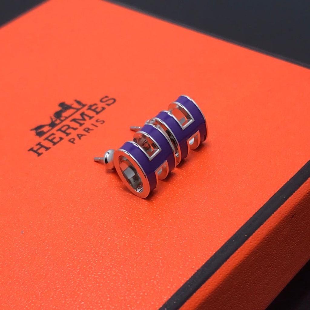 Hermes Mini Pop Purple Earrings