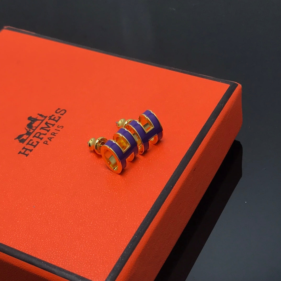 Hermes Mini Pop Purple Earrings