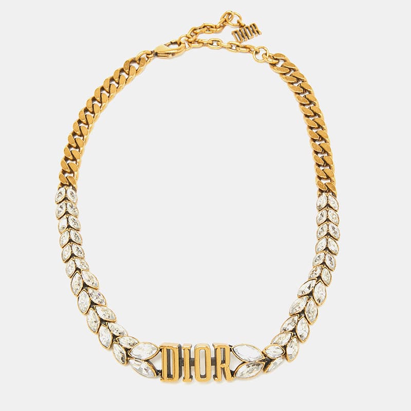 Dior Revolution Crystals Gold Tone Choker Necklace