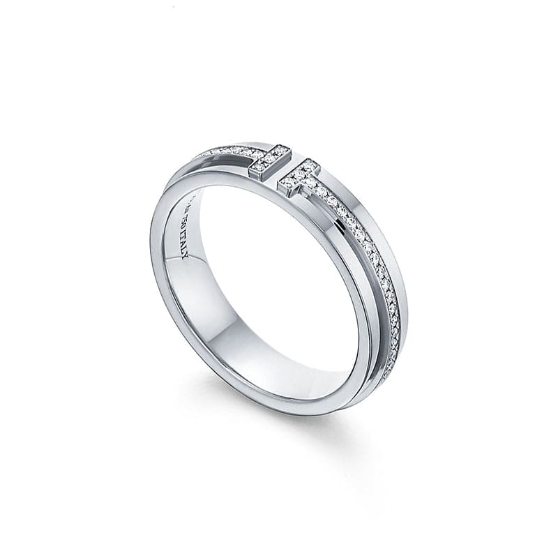 Tiffany Narrow Moissanite Ring - 18K White Gold