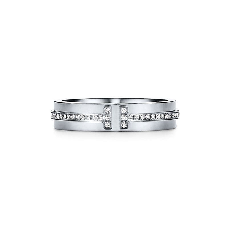 Tiffany Narrow Moissanite Ring - 18K White Gold