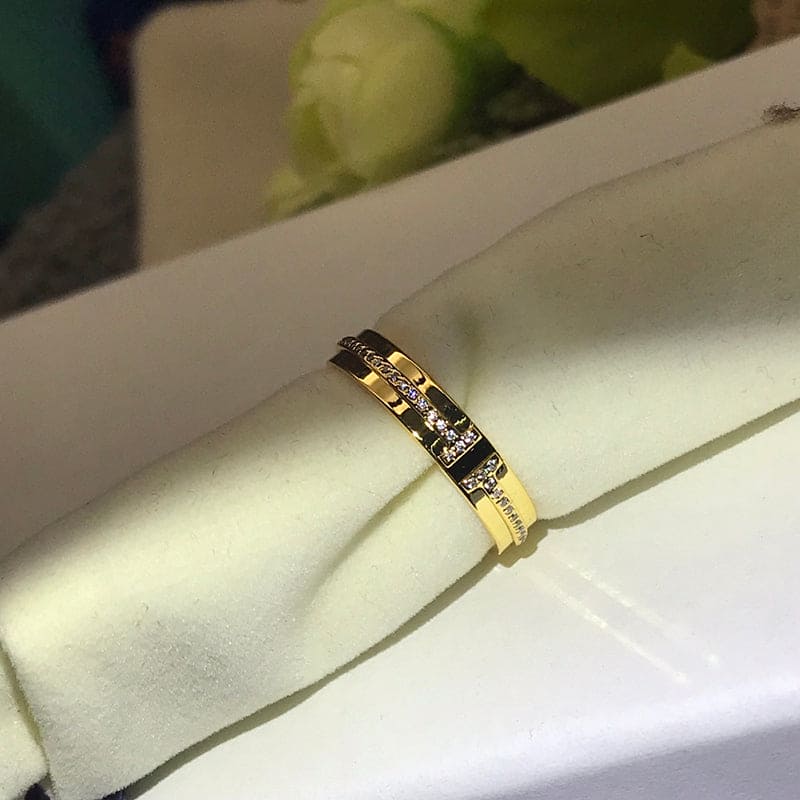 Tiffany Narrow Moissanite Ring - 18K Yellow Gold
