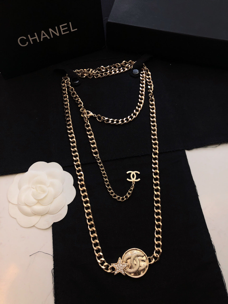 Chanel Rhinestone Star Chain Necklace