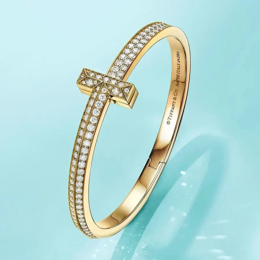 T1 Wide Diamond Bangle Bracelet - 18K Gold