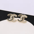 Chanel Crystal Leather Earrings - 18K Yellow Gold