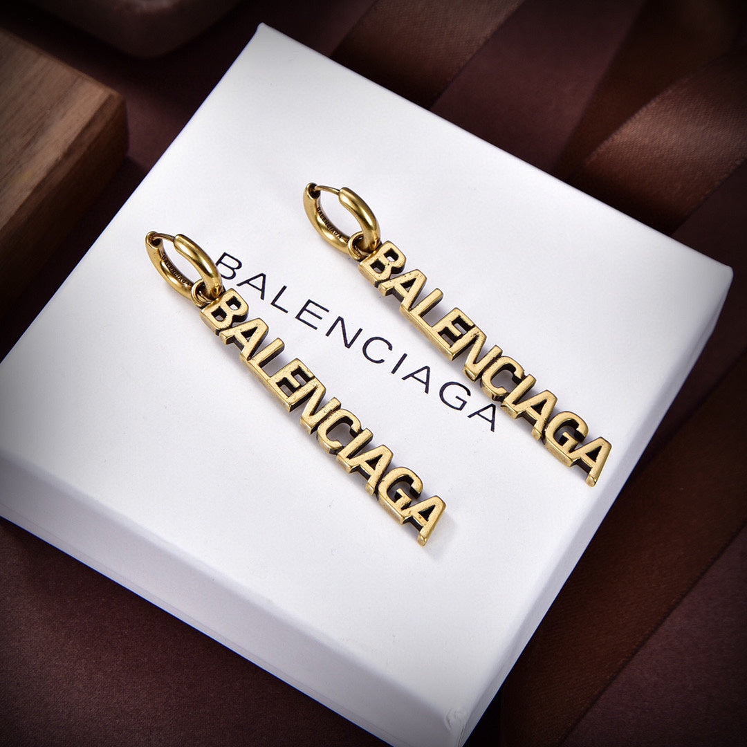Balenciaga Typo Mirror Hoop Earrings - 18K Gold
