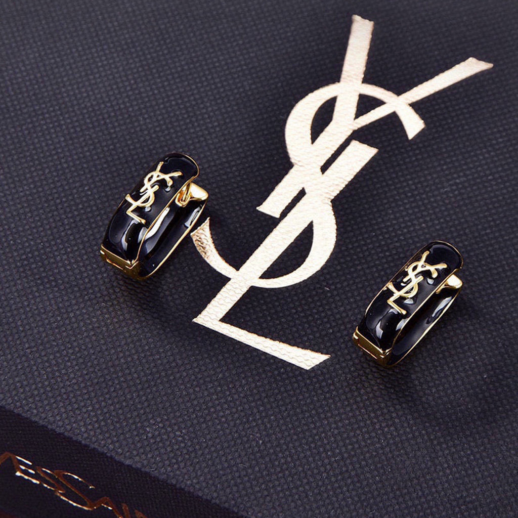YSL Black Earrings - 18K Yellow Gold