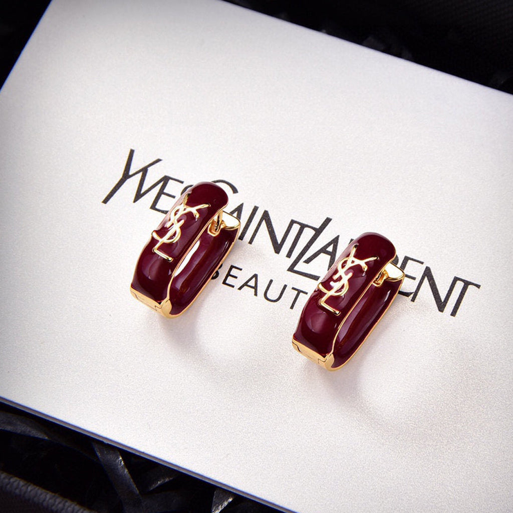 Red Earrings - 18K Yellow Gold