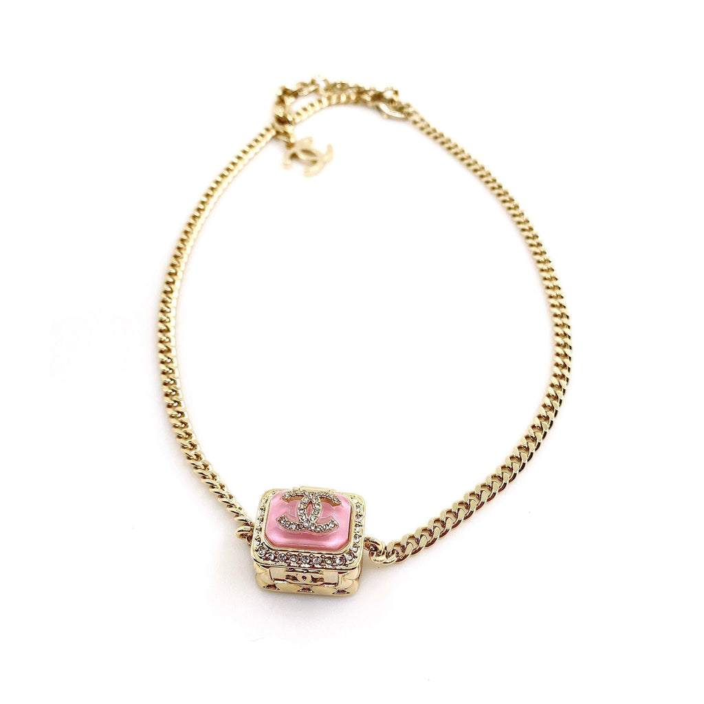 Chanel Pink Resin Chain Necklace