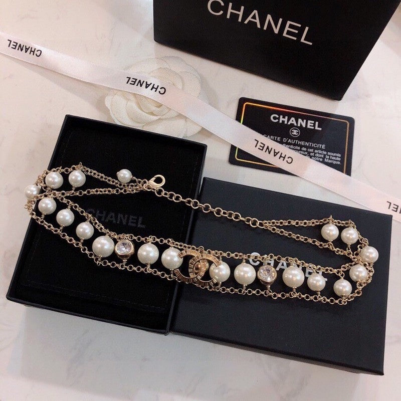 Chanel Pearl Choker Chain Necklace