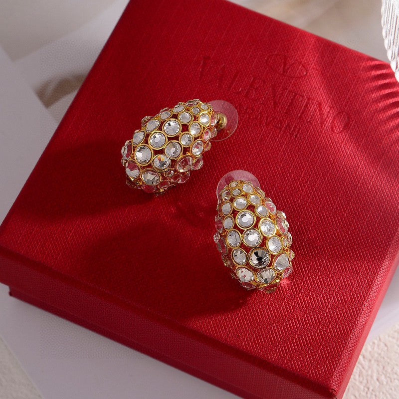 Valentino Crystal Earrings - 18K Yellow Gold