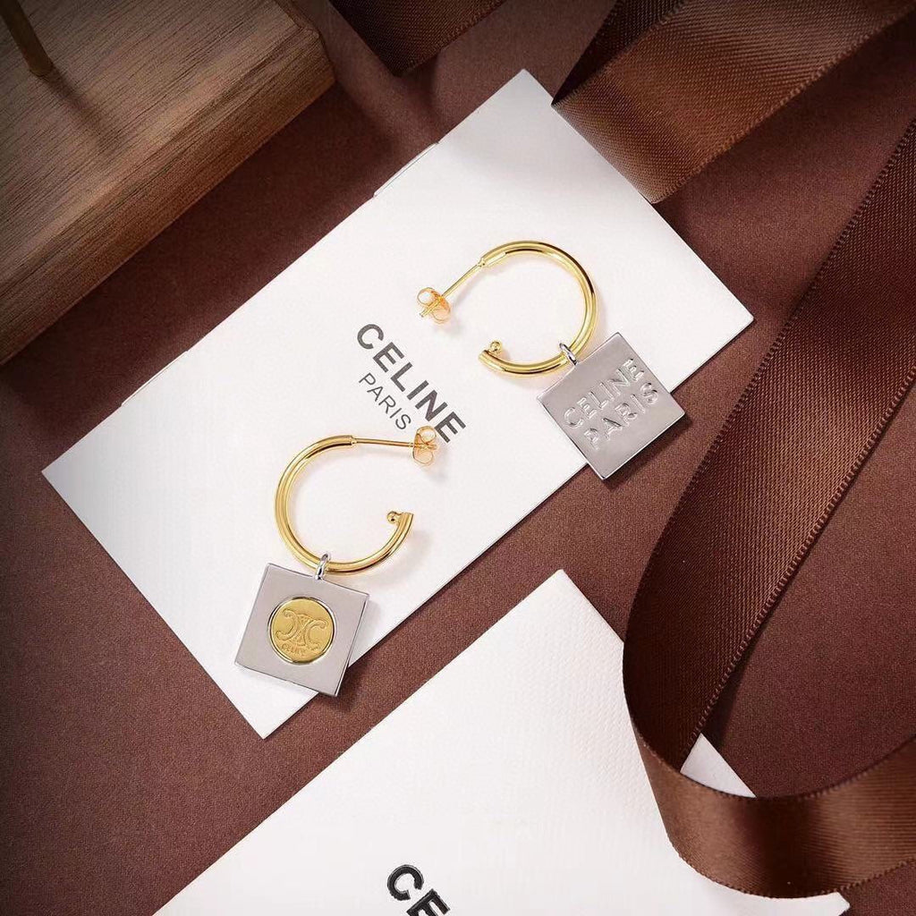 Celine Triomphe Hoops Earrings - 18K Yellow Gold