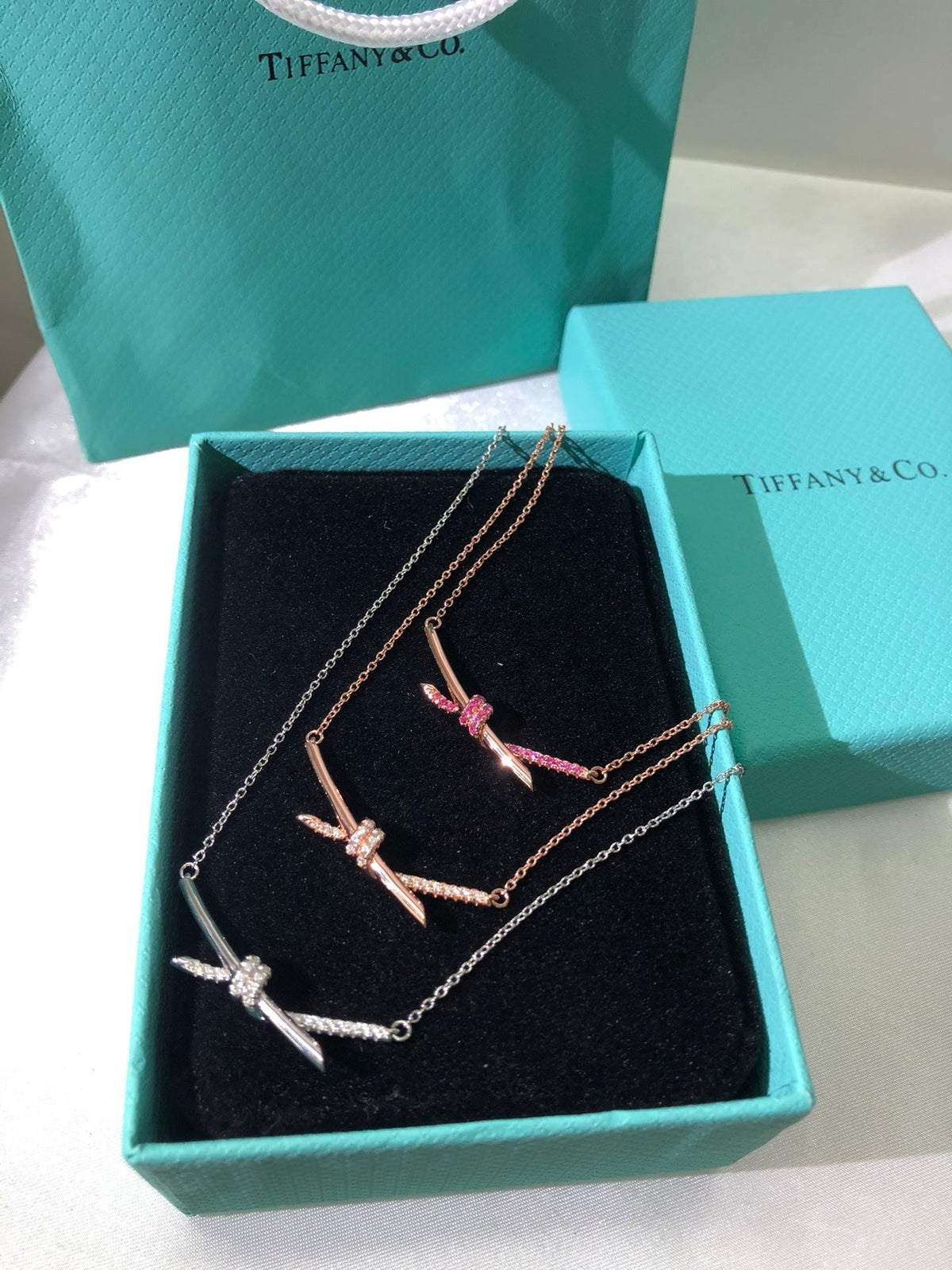 Tiffany Knot Pendant Diamond Necklace