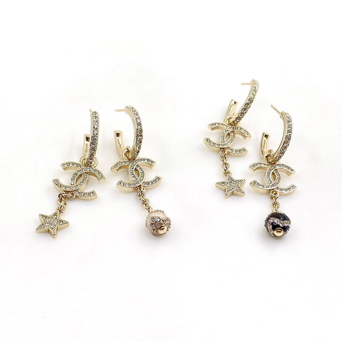 Chanel Star Pearls Pendant Earrings - 18K Yellow Gold