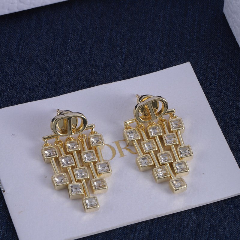 Dior Crystal Earrings - 18K Yellow Gold