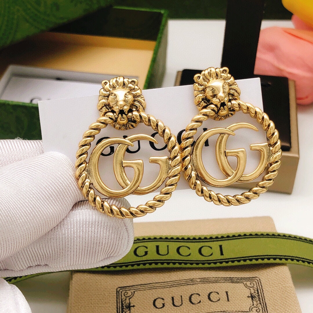 Gucci Double G Pendant Earrings - 18K Yellow Gold
