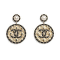 Chanel Leather Round Earrings - 18K Yellow Gold