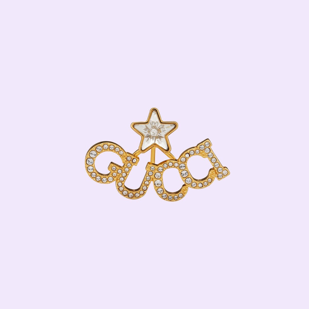 Gucci Double G Script Star Earrings - 18K Yellow Gold