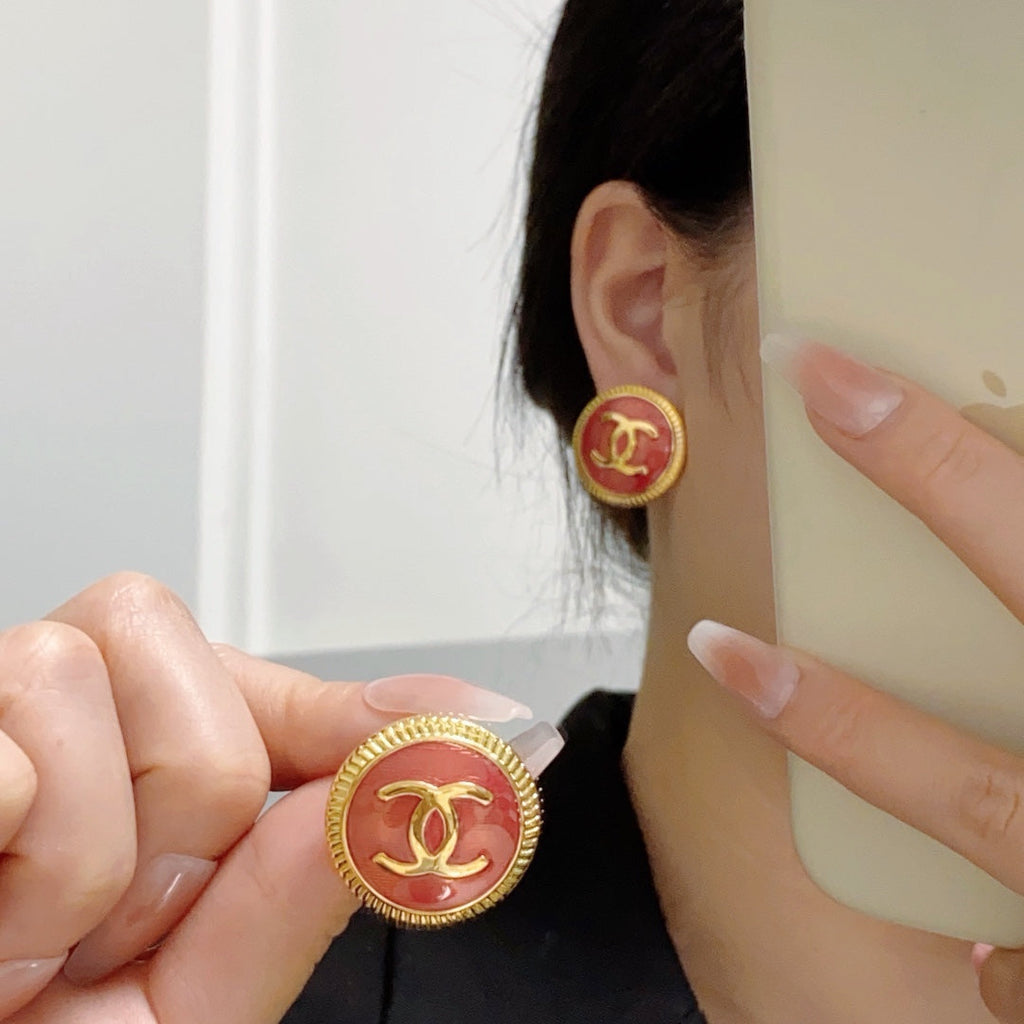 Chanel Red Earrings - 18K Yellow Gold